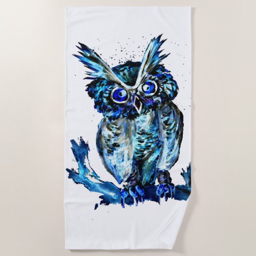 Little Blue Owl Beach Towel