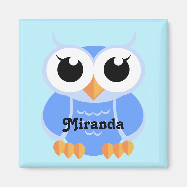 "Little Blue Owl" - personalized Magnet (Front)