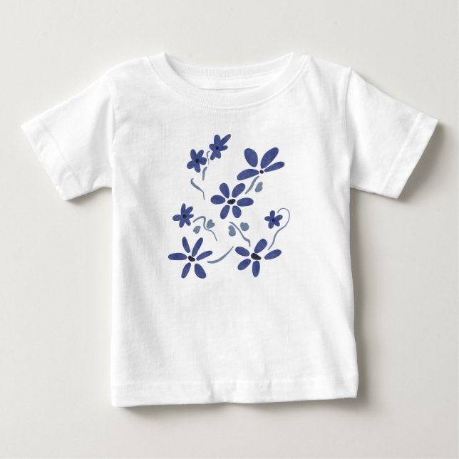 Little Blue Romantic Flowers  Baby T-Shirt (Front)
