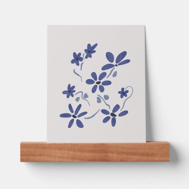 Little Blue Romantic Flowers Picture Ledge (Front)