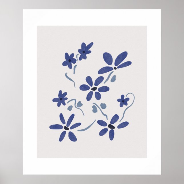 Little Blue Romantic Flowers Poster (Front)