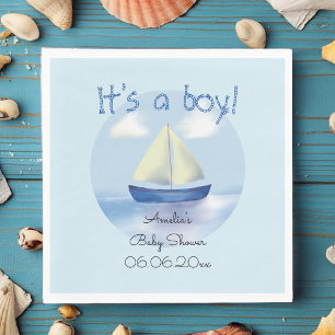 Little Blue Sailboat Boys Baby Shower Napkins