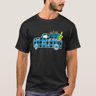 Little Blue Truck Buffalo Plaid Hanukkah Menorah D T-Shirt