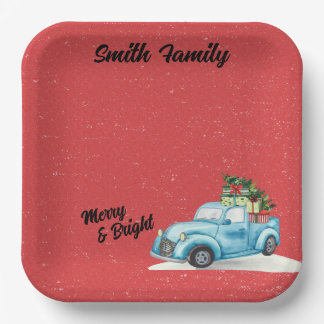 Little Blue Truck Christmas Tree Paper Plates