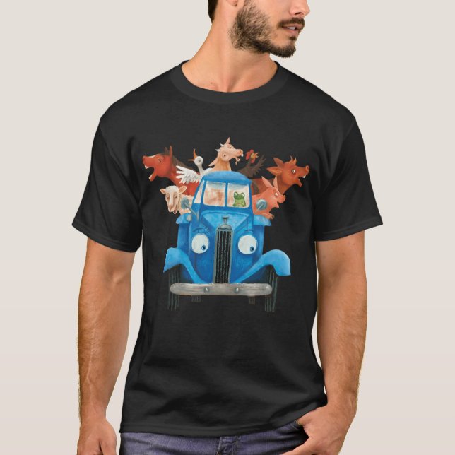 Little Blue Truck With Farm Animals Classic Illust T-Shirt (Front)