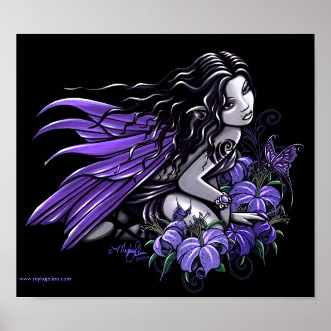 "Little Blue" Violet Butterfly Flower Fairy Poster (Front)