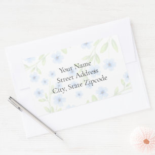Little Blue Watercolor Blossoms Labels