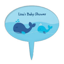 Little Blue Whale Baby Shower Cake Topper