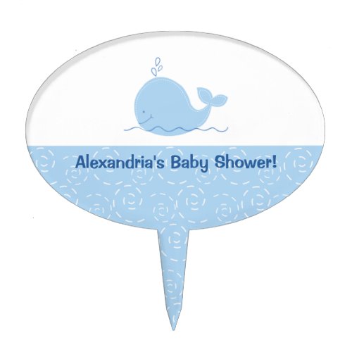 Little Blue Whale Baby Shower Cake Topper Pick