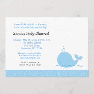Little Blue Whale Baby Shower Invitation