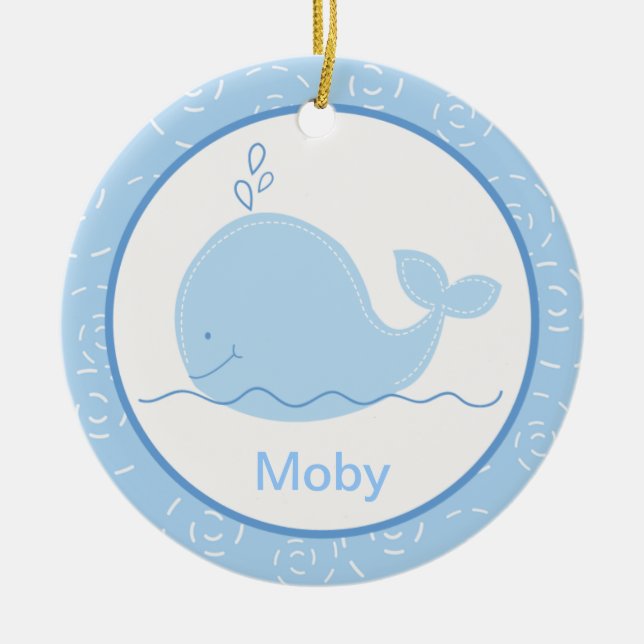 Little Blue Whale Customized Ornament (Front)