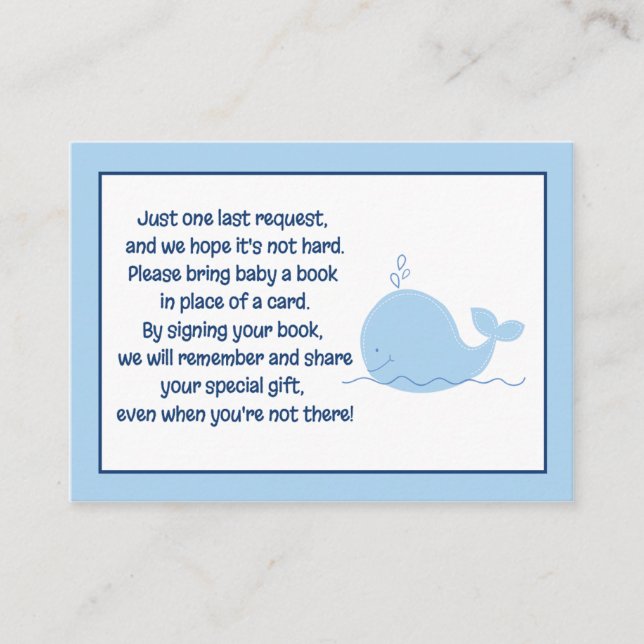 Little Blue Whale Enclosure Book Request Cards (Front)