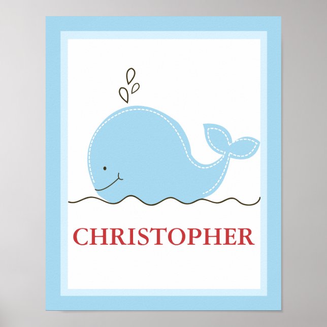 Little Blue Whale Personalized Art Print (Front)