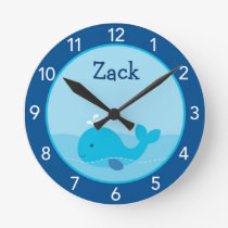 Little Blue Whale Personalized Nursery Wall Clock