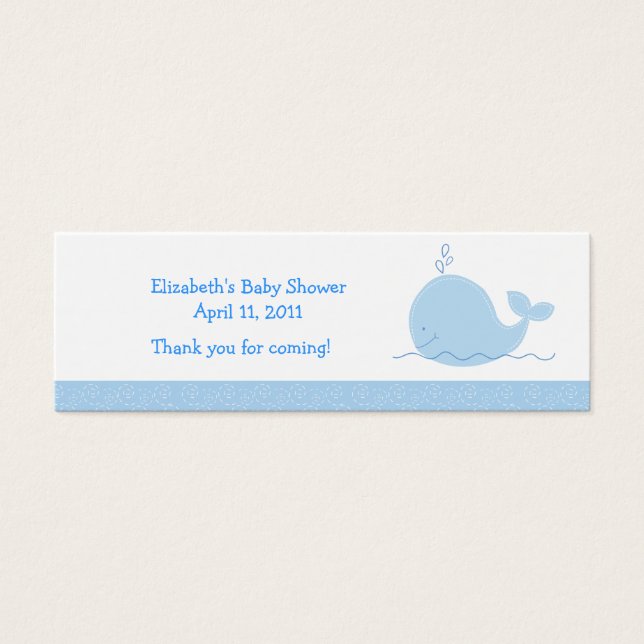 Little Blue Whale Shower / Birthday Favor Tag (Front)