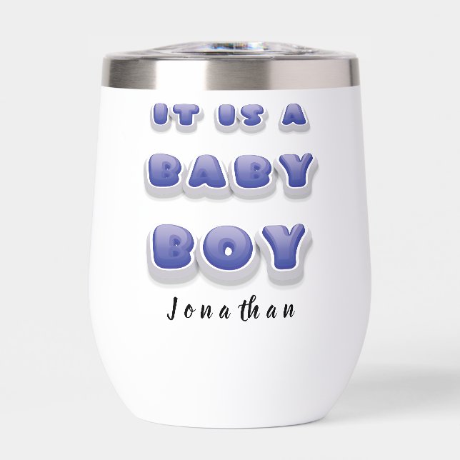 Little Blue Wonders:Celebrating Baby Boy Drinkware Thermal Wine Tumbler (Front)