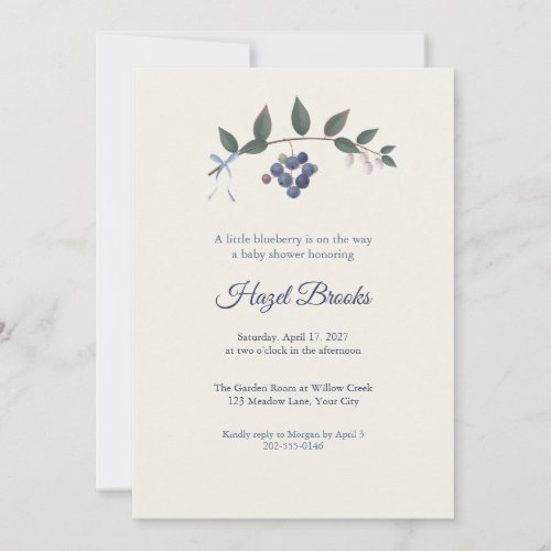 Little Blueberry Baby Shower Invitation