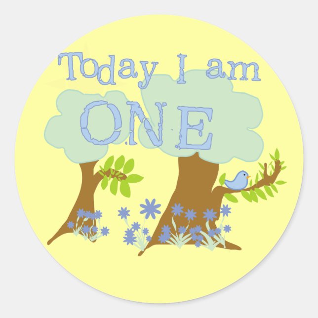 Little Bluebird 1st Birthday Tshirts and Gifts Classic Round Sticker (Front)