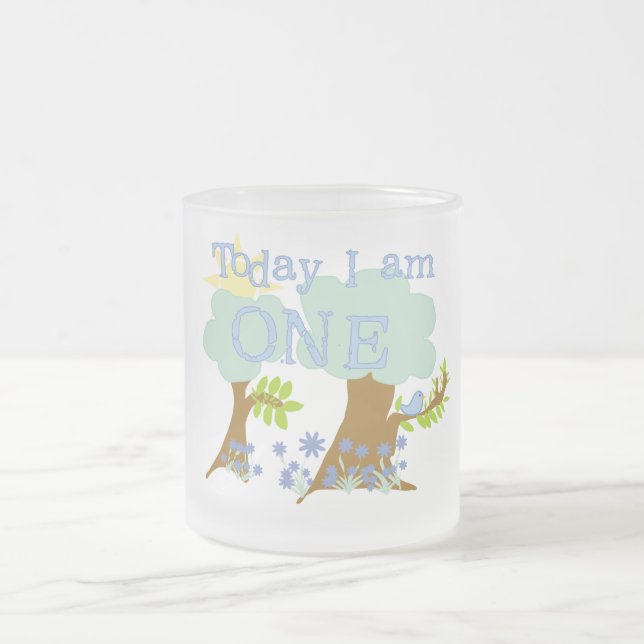 Little Bluebird 1st Birthday Tshirts and Gifts Frosted Glass Coffee Mug (Center)