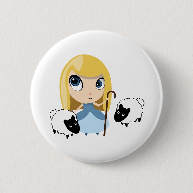 Little Bo Peep and her Sheep Pinback Button (Front)