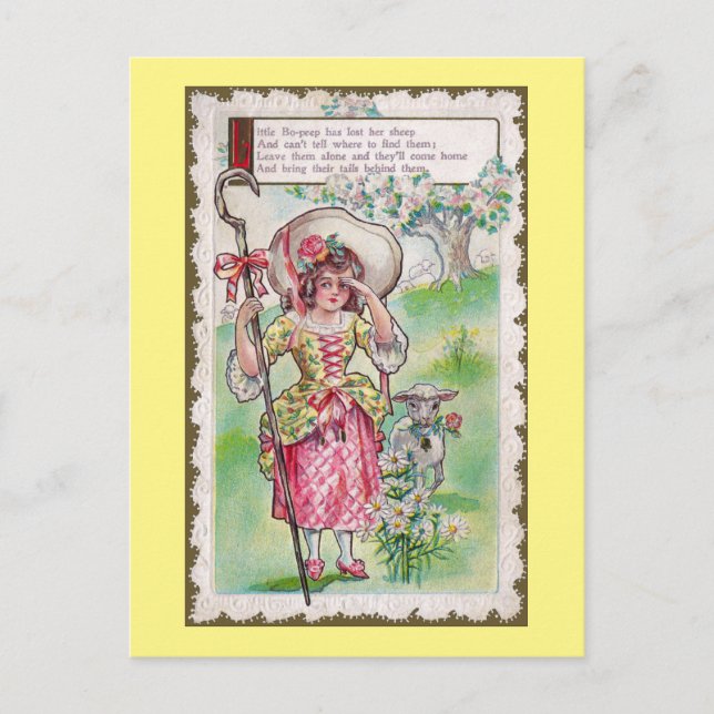 Little Bo-Peep and One Sheep Postcard (Front)