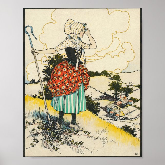 Little Bo Peep by Charles Folkard Poster (Front)