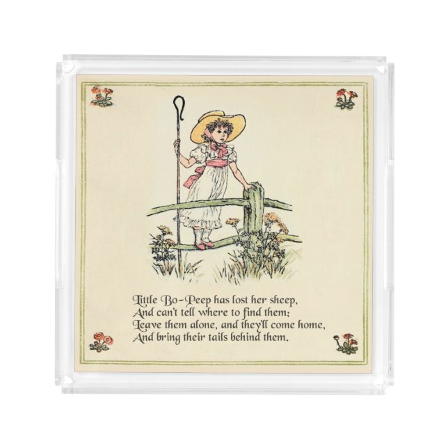 Little Bo-Peep: Classic Kate Greenaway Nursery Acrylic Tray (Front)