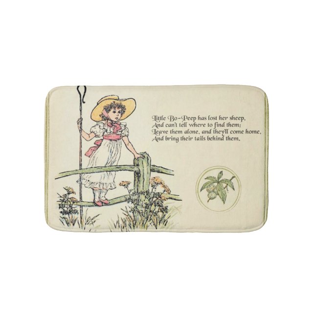 Little Bo-Peep: Classic Kate Greenaway Nursery Bathroom Mat (Front)