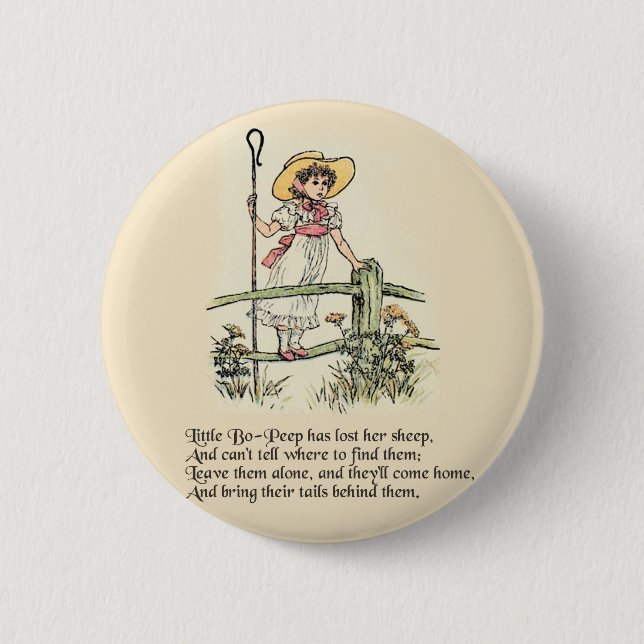 Little Bo-Peep: Classic Kate Greenaway Nursery Button (Front)