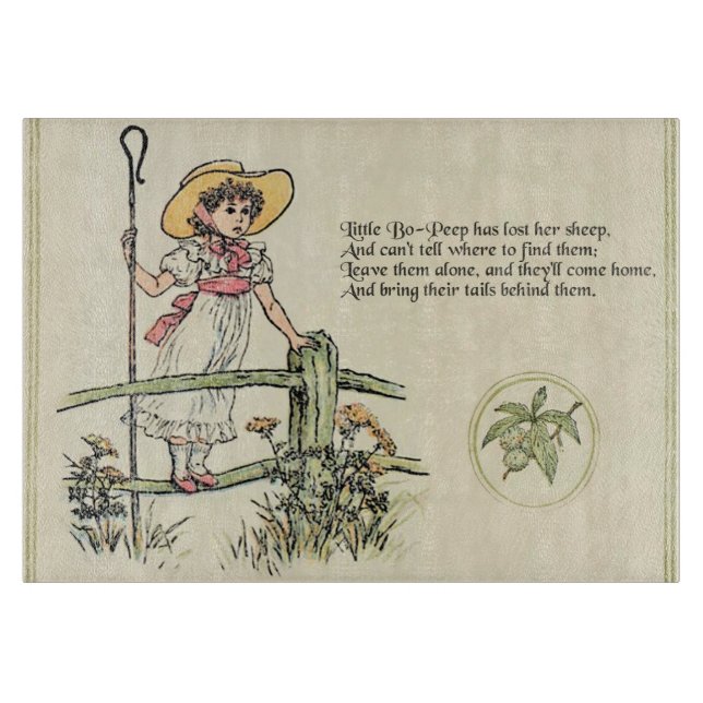 Little Bo-Peep: Classic Kate Greenaway Nursery Cutting Board (Front)