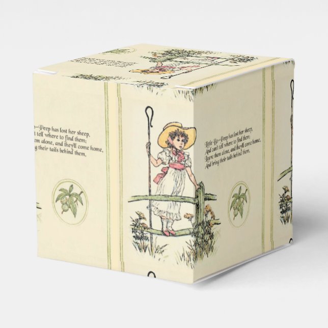 Little Bo-Peep: Classic Kate Greenaway Nursery Favor Boxes (Front Side)