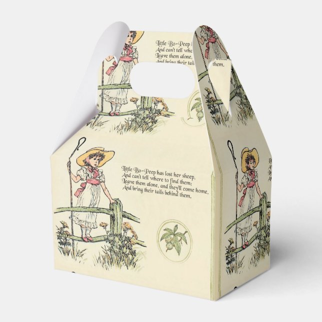 Little Bo-Peep: Classic Kate Greenaway Nursery Favor Boxes (Front Side)