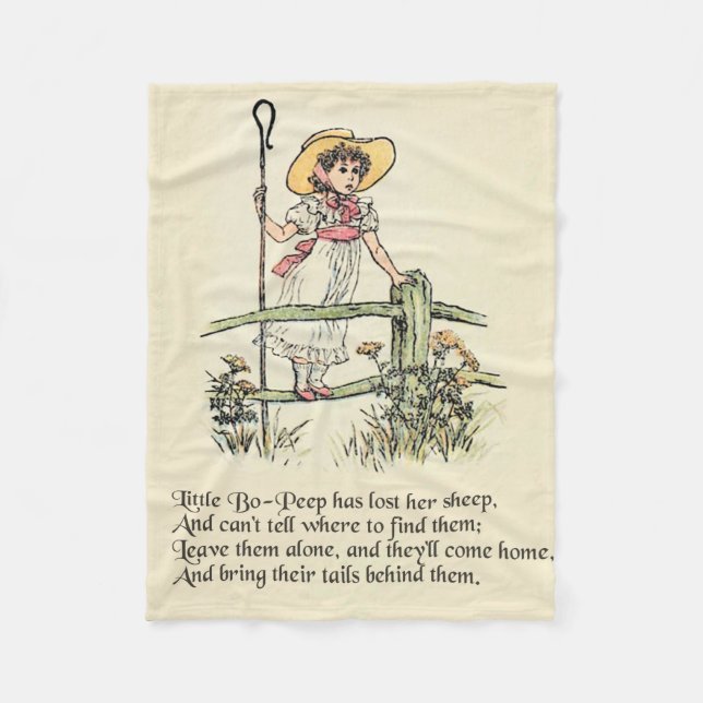 Little Bo-Peep: Classic Kate Greenaway Nursery Fleece Blanket (Front)