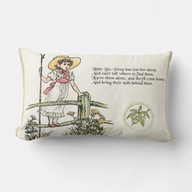 Little Bo-Peep: Classic Kate Greenaway Nursery Lumbar Pillow (Front)