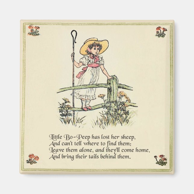 Little Bo-Peep: Classic Kate Greenaway Nursery Magnet (Front)