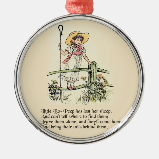 Little Bo-Peep: Classic Kate Greenaway Nursery Metal Ornament (Front)