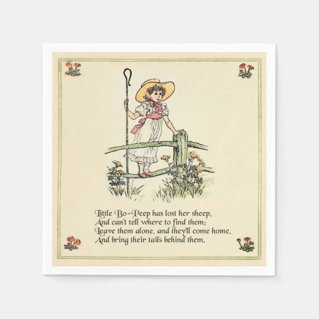 Little Bo-Peep: Classic Kate Greenaway Nursery Napkins (Front)