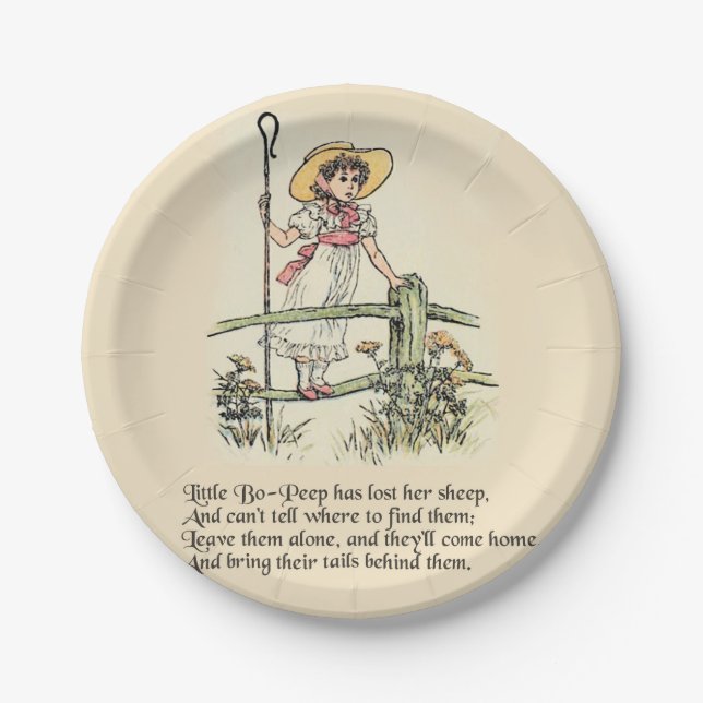Little Bo-Peep: Classic Kate Greenaway Nursery Paper Plates (Front)
