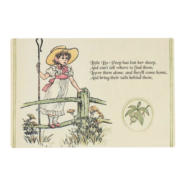 Little Bo-Peep: Classic Kate Greenaway Nursery Placemat (Front)