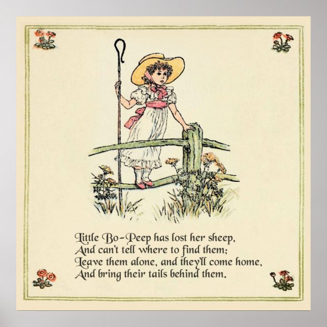 Little Bo-Peep: Classic Kate Greenaway Nursery Poster (Front)