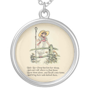 Little Bo-Peep: Classic Kate Greenaway Nursery Silver Plated Necklace