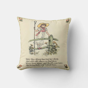 Little Bo-Peep: Classic Kate Greenaway Nursery Throw Pillow