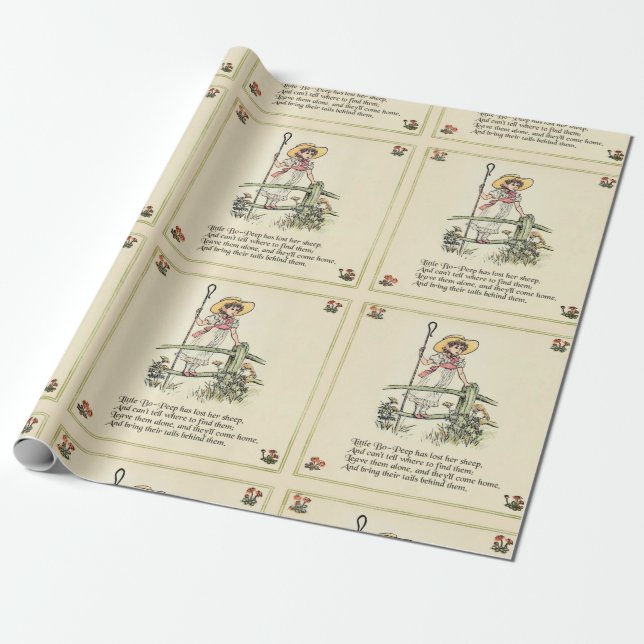 Little Bo-Peep: Classic Kate Greenaway Nursery Wrapping Paper (Unrolled)