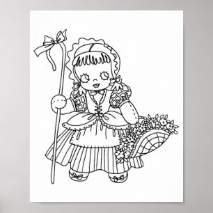Little Bo Peep Doll Girl Coloring Page Poster