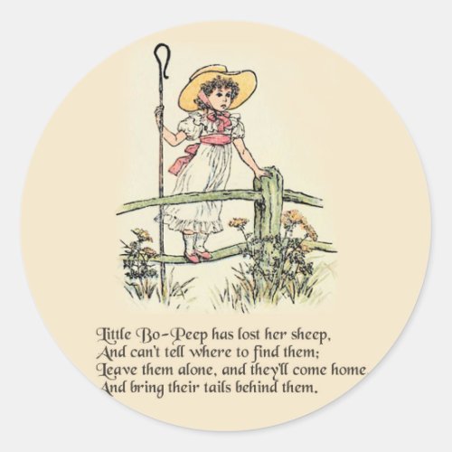 Little Bo Peep Nursery Rhyme Classic Round Sticker