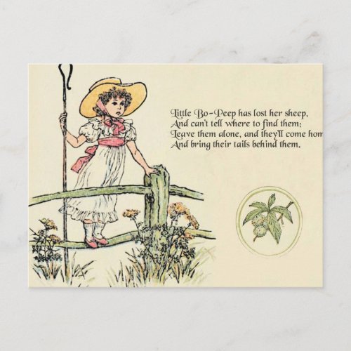 Little Bo Peep Nursery Rhyme Postcard
