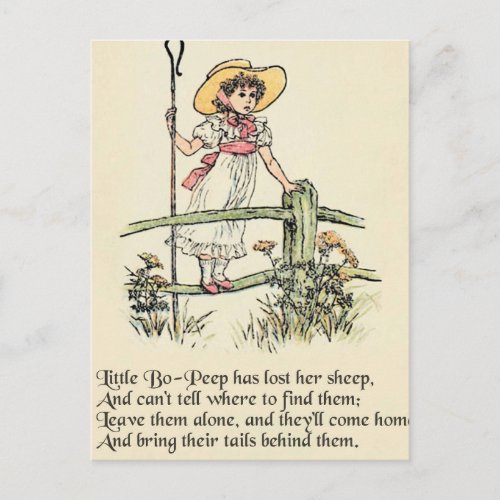 Little Bo Peep Nursery Rhyme Postcard