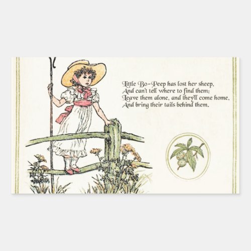 Little Bo Peep Nursery Rhyme Rectangular Sticker