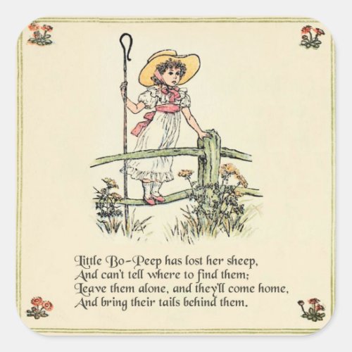 Little Bo Peep Nursery Rhyme Square Sticker