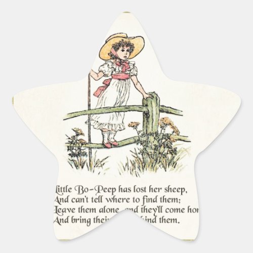 Little Bo Peep Nursery Rhyme Star Sticker
